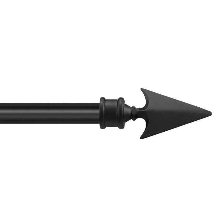 Extendable Black Metal Curtain Pole with Arrow Finial - 36-66" and 66-120" - Rustproof