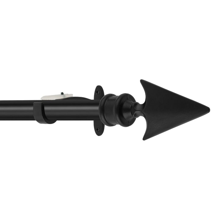 Extendable Black Metal Curtain Pole with Arrow Finial - 36-66" and 66-120" - Rustproof