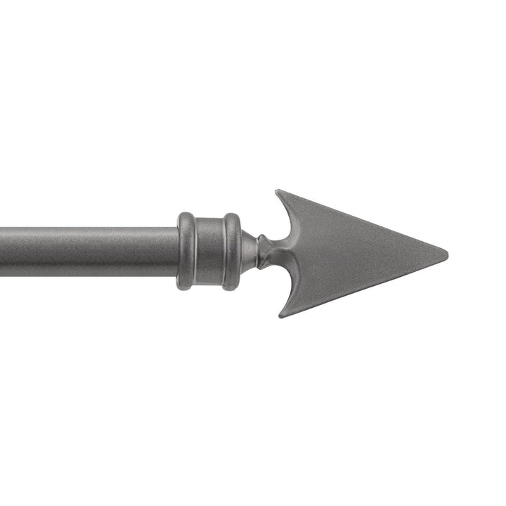 Extendable Charcoal Grey Metal Curtain Pole - Arrow Finial - 36-66", 66-120"