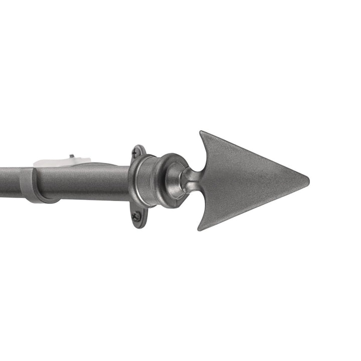 Extendable Charcoal Grey Metal Curtain Pole - Arrow Finial - 36-66", 66-120"
