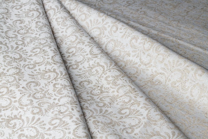 Damask Jacquard Hemp Fabric | Natural | Organic | 145gsm | 147cm Wide