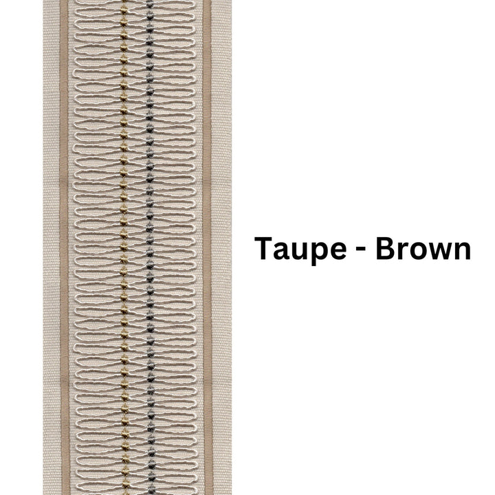 Decorative Wavy Curtain Trim Border Tape Ribbon - 10cm Wide Curtain Drapery Trim By The Metre Taupe Brown