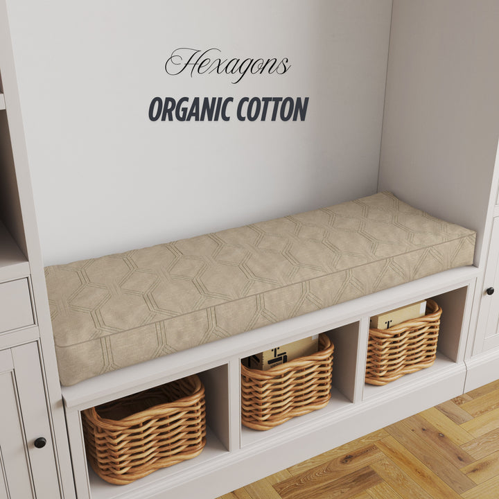 Custom 4 inch (10cm) Rectangular Foam Bench Pad, Seat Pad & Sofa Cushions | Made to Measure in Cotton Velvet, Linen or Organic Cotton for Indoor & Outdoor Furniture