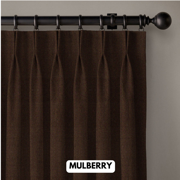 Pinch Pleated Woven Herringbone Linen Curtains UK - Natural Texture | Standard & Made to Measure