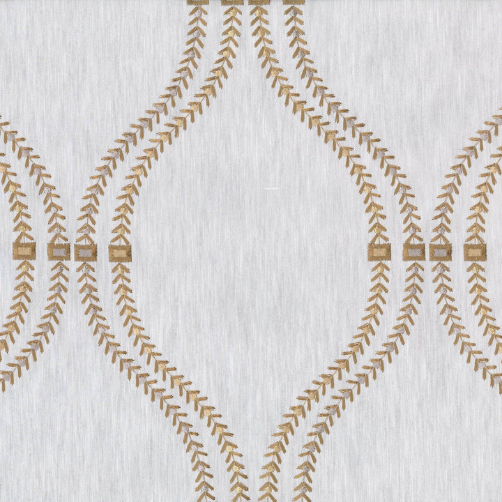 White & Beige Linen Sheer Curtains | Ogee Trellis Embroidery | Custom Sizes & Headings