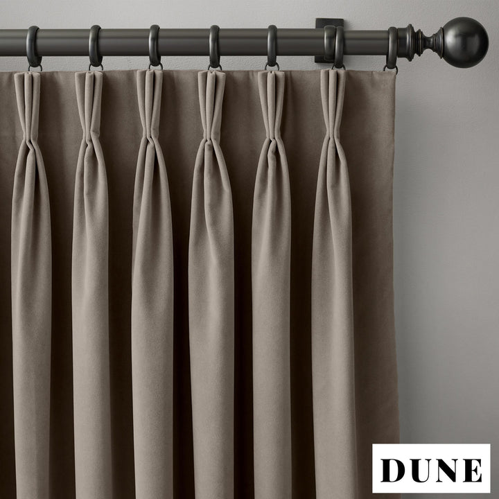 Triple Pinch Pleat Velvet Curtains | 100% Cotton | Blackout Lining Option | Standard & Custom Sizing