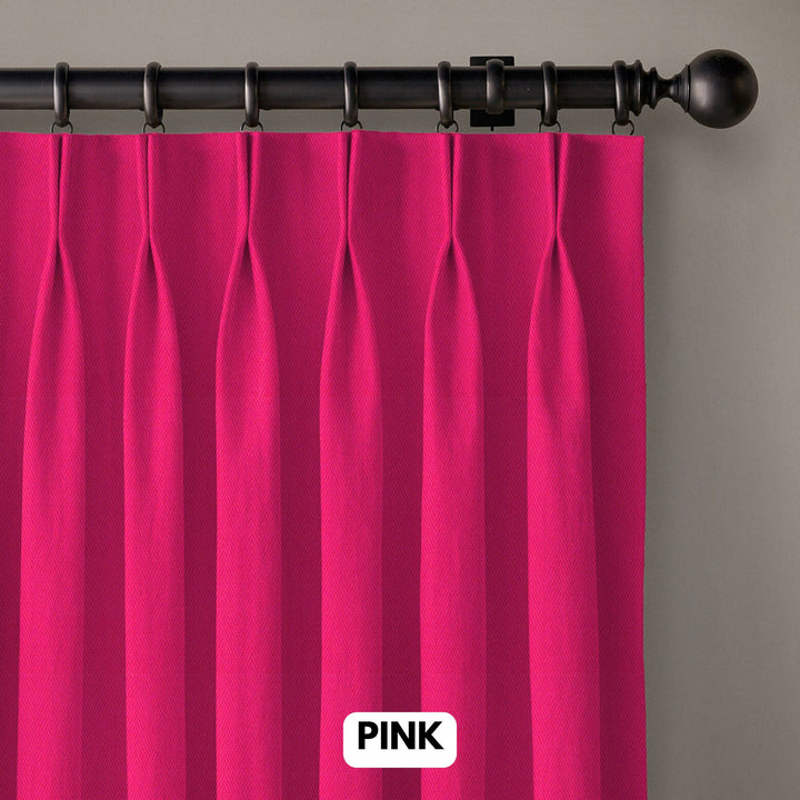 Pinch Pleated Woven Herringbone Linen Curtains UK - Natural Texture | Standard & Made to Measure