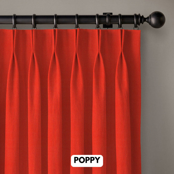 Pinch Pleated Woven Herringbone Linen Curtains UK - Natural Texture | Standard & Made to Measure