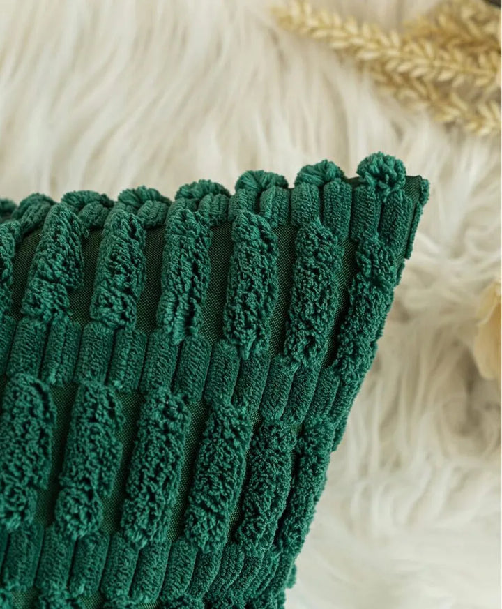 Dark Green Corduroy Cushion Cover | 45x45cm | Soft Plush Cotton Velvet