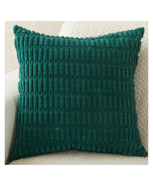 Dark Green Corduroy Cushion Cover | 45x45cm | Soft Plush Cotton Velvet