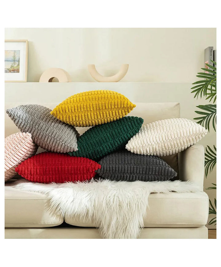 Dark Green Corduroy Cushion Cover | 45x45cm | Soft Plush Cotton Velvet