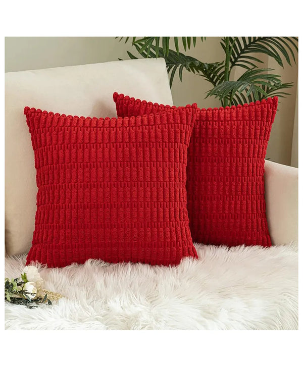 Red Corduroy Cushion Cover | 45x45cm | Soft Plush Cotton Velvet