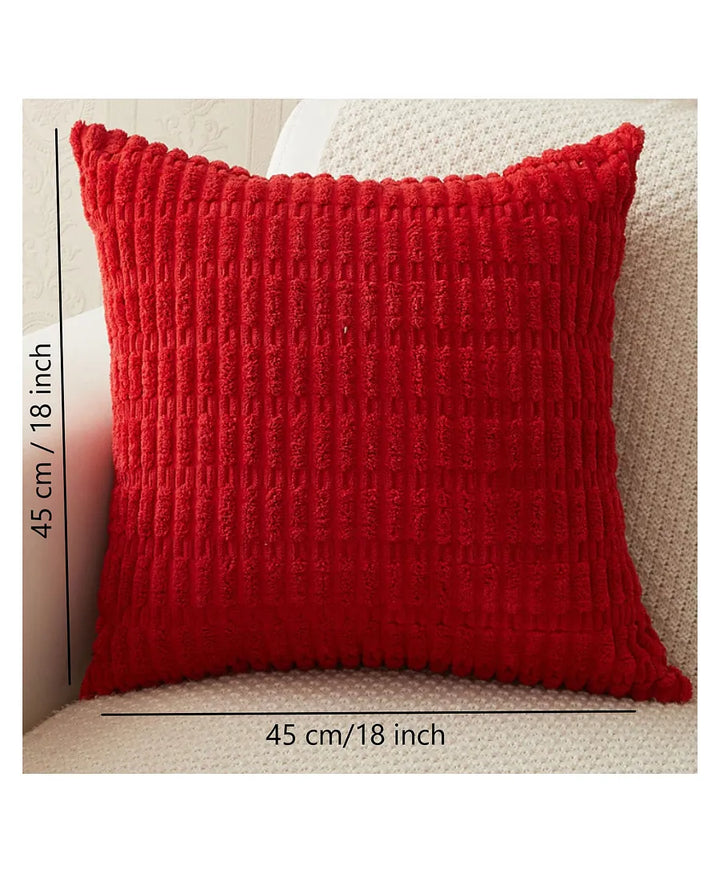 Red Corduroy Cushion Cover | 45x45cm | Soft Plush Cotton Velvet