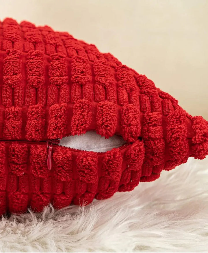 Red Corduroy Cushion Cover | 45x45cm | Soft Plush Cotton Velvet