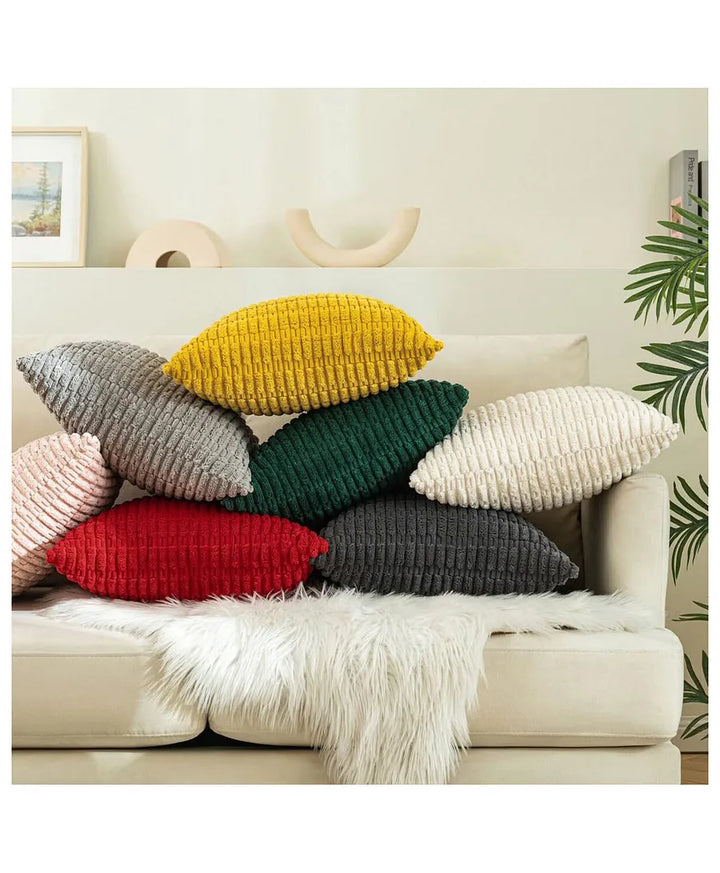 Red Corduroy Cushion Cover | 45x45cm | Soft Plush Cotton Velvet