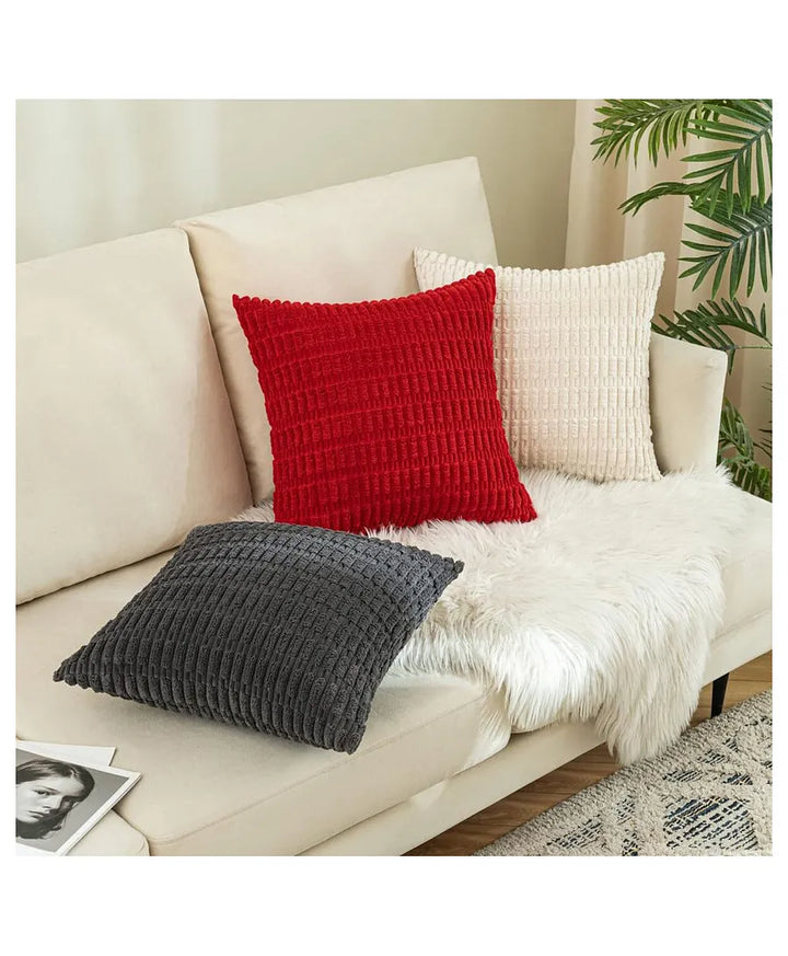 Red Corduroy Cushion Cover | 45x45cm | Soft Plush Cotton Velvet
