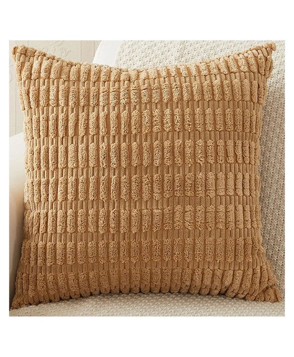 Light Brown Corduroy Cushion Cover | 45x45cm | Soft Plush Cotton Velvet