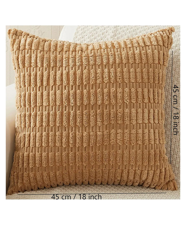 Light Brown Corduroy Cushion Cover | 45x45cm | Soft Plush Cotton Velvet