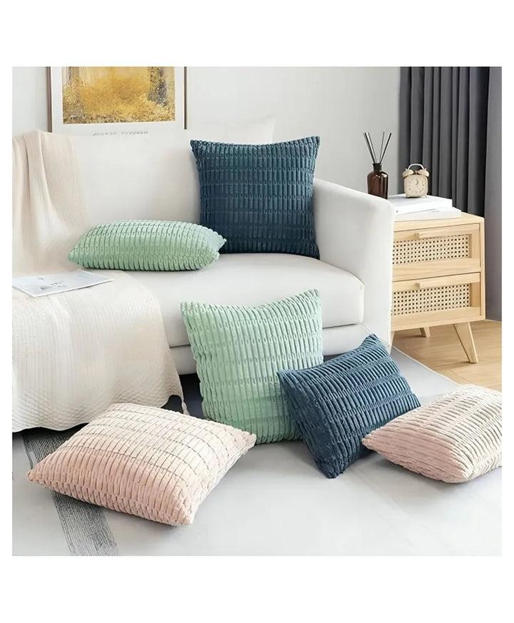 Light Brown Corduroy Cushion Cover | 45x45cm | Soft Plush Cotton Velvet