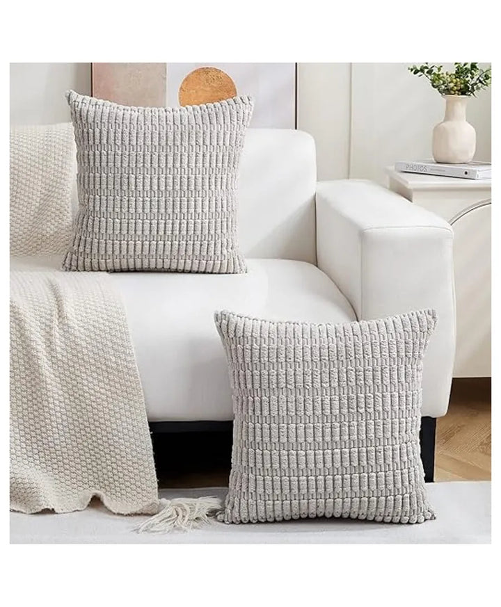 Corduroy Cushion Cover | Soft Plush Cushion Cover | 45x45cm | Light Grey Cushion Cover