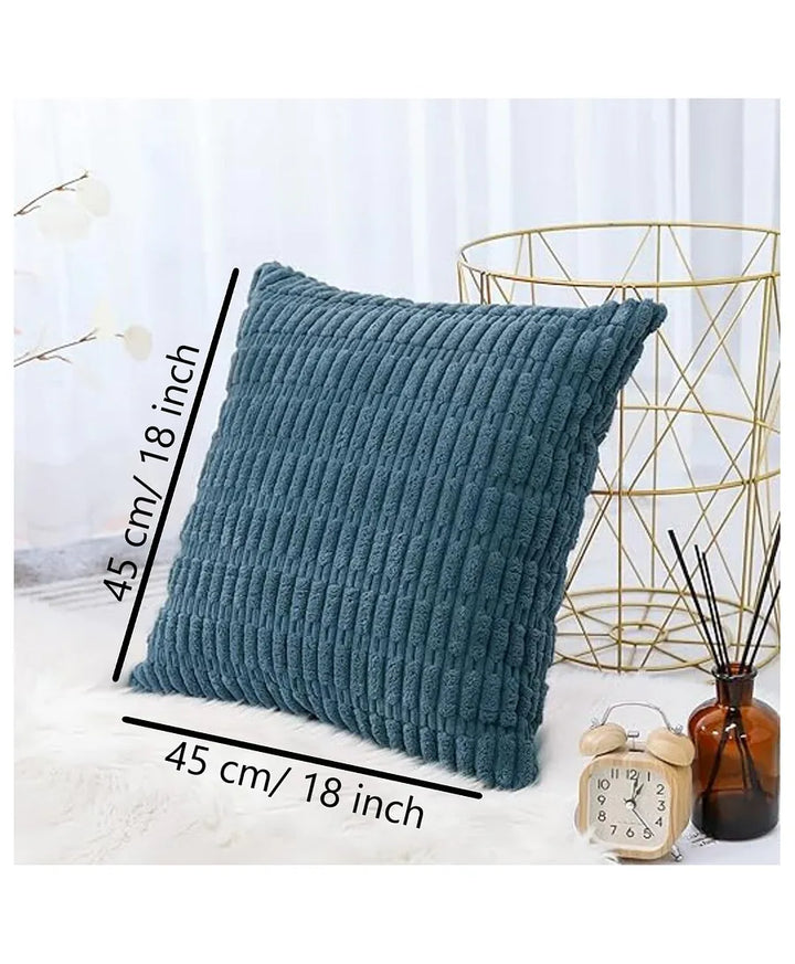 Blue Corduroy Cushion Cover | 45x45cm | Soft Plush Cotton Velvet