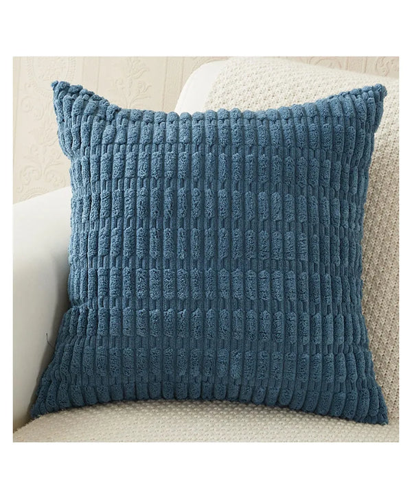 Blue Corduroy Cushion Cover | 45x45cm | Soft Plush Cotton Velvet