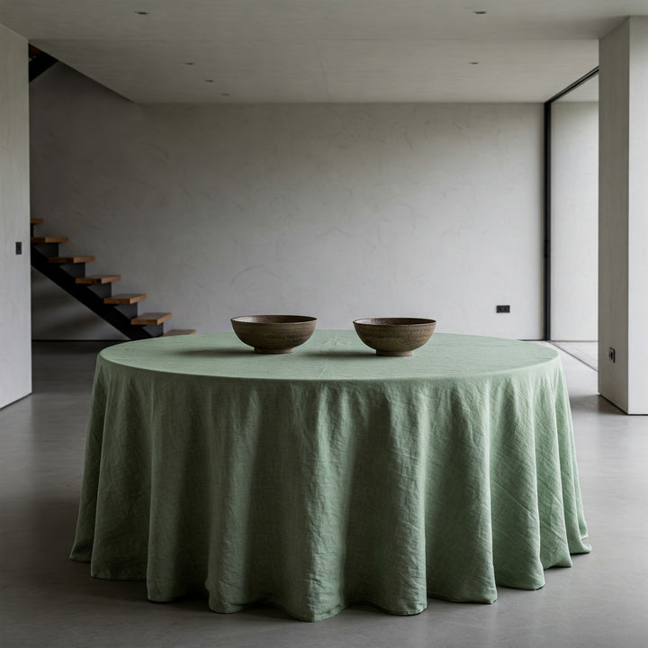 Sage Green Linen Tablecloth - Organic Flax - Natural Table Cover