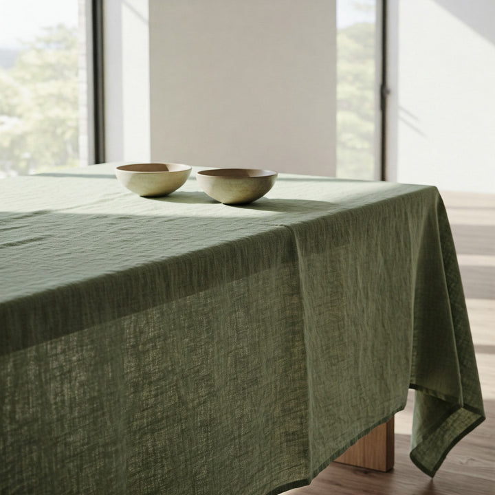Sage Green Linen Tablecloth - Organic Flax - Natural Table Cover