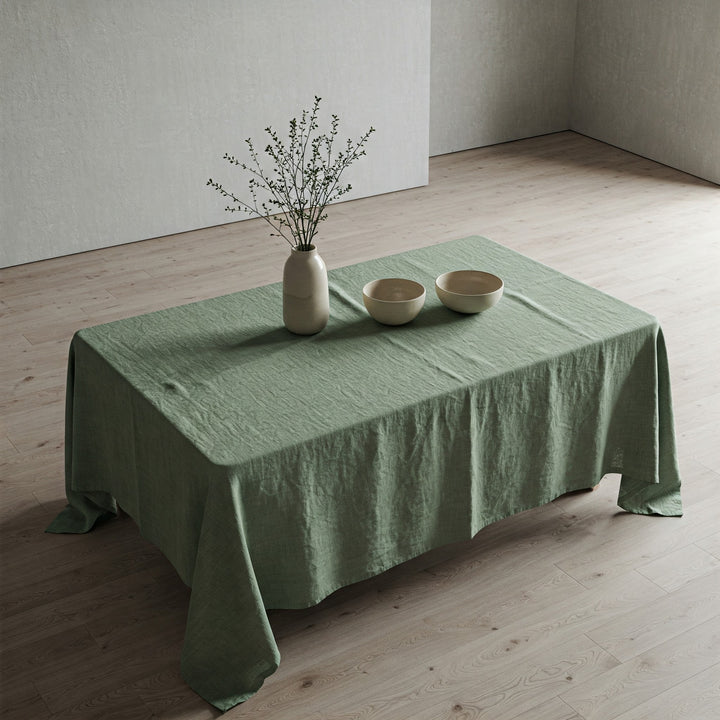 Sage Green Linen Tablecloth - Organic Flax - Natural Table Cover