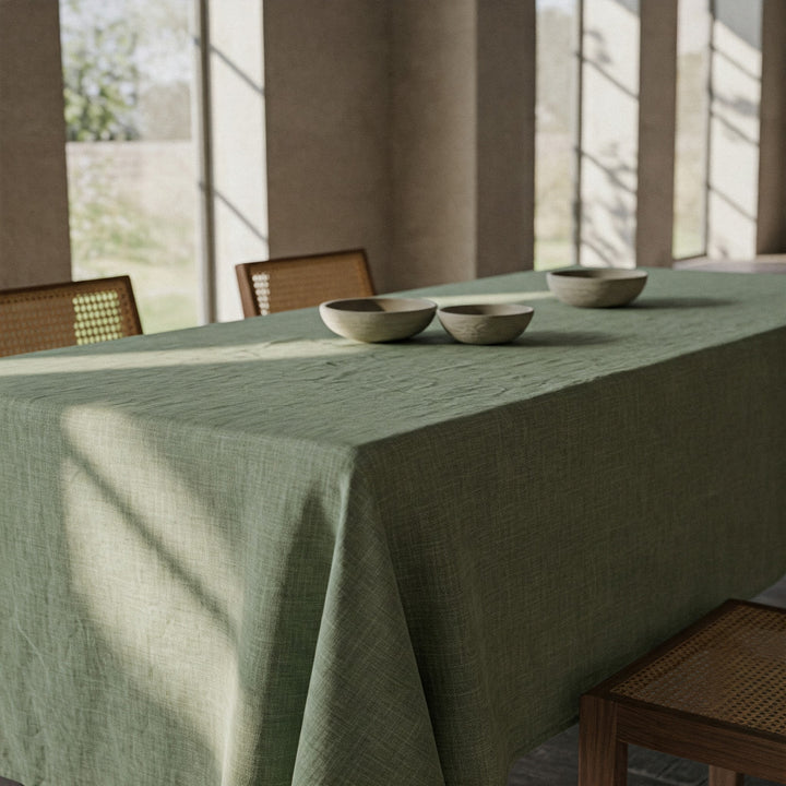 Sage Green Linen Tablecloth - Organic Flax - Natural Table Cover