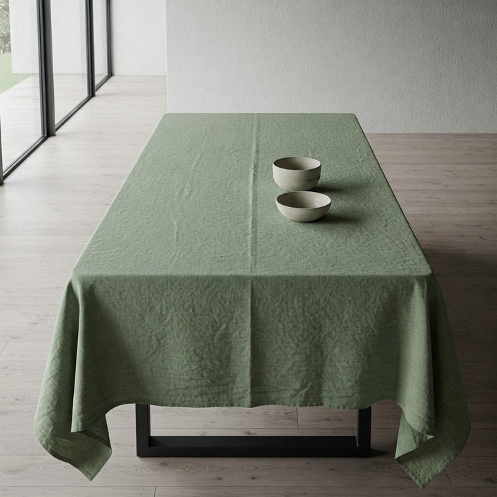 Sage Green Linen Tablecloth - Organic Flax - Natural Table Cover