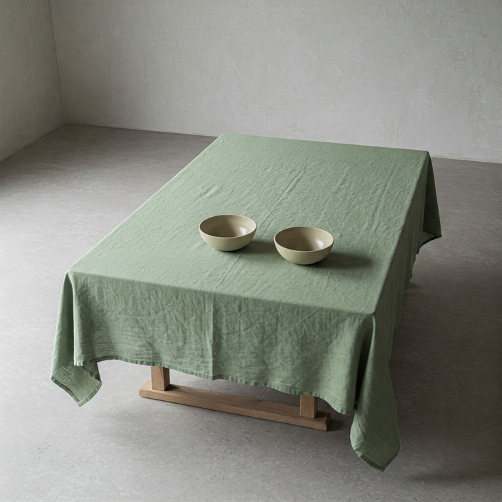 Sage Green Linen Tablecloth - Organic Flax - Natural Table Cover