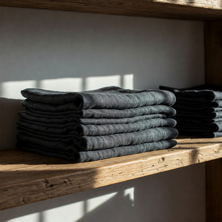 Organic Flax Linen Tablecloth Black - Washed Rustic Table Cover