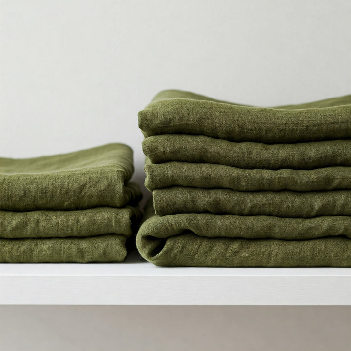 Olive Green Linen Tablecloth - Organic Flax Rustic Table Cover
