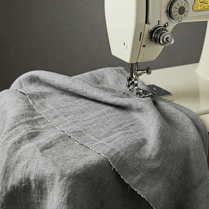 English Grey Linen Tablecloth - Organic Flax Textured Table Cover