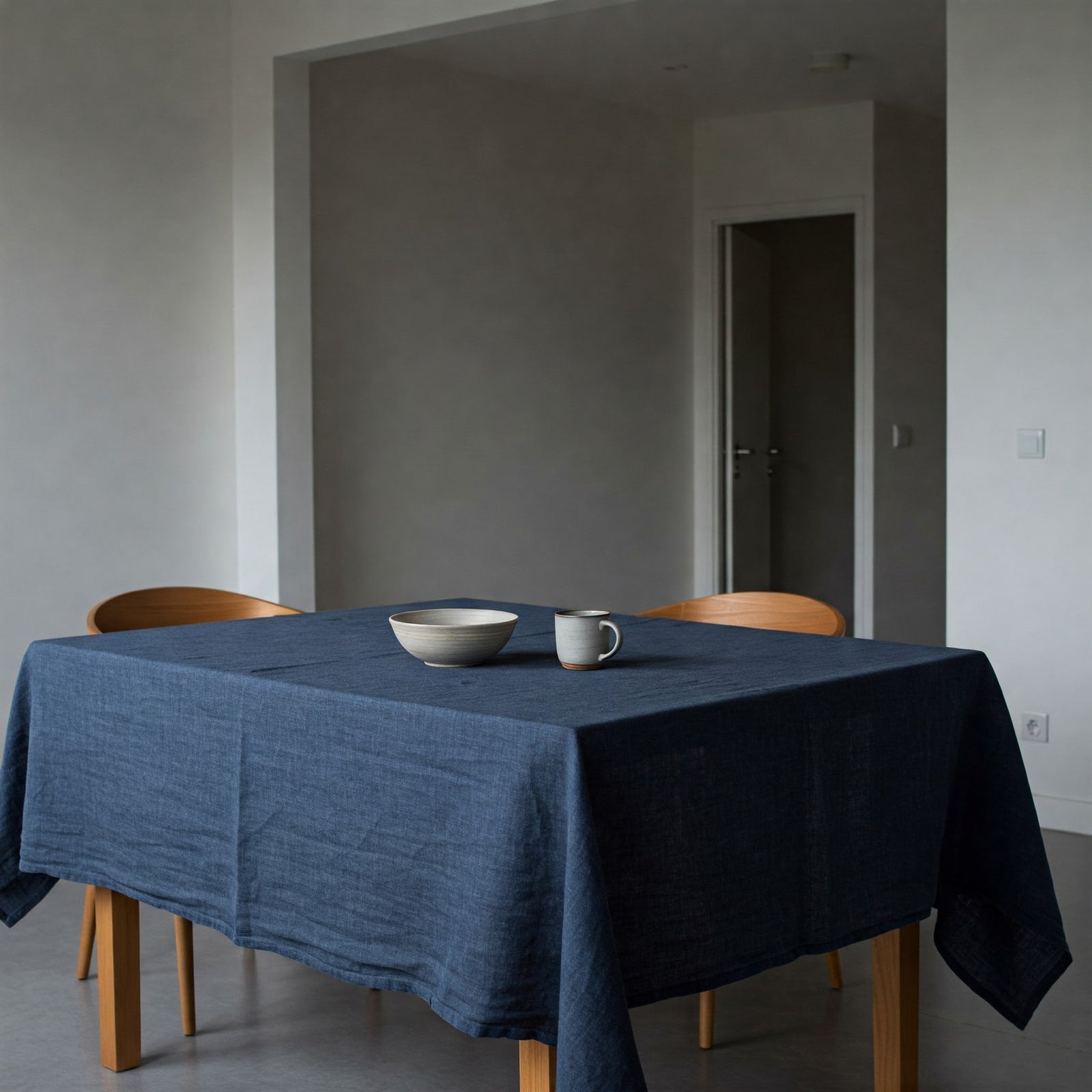 Midnight Blue Linen Tablecloth - Organic Flax Table Cover