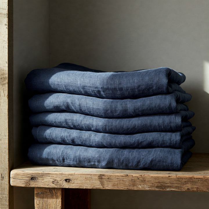 Midnight Blue Linen Tablecloth - Organic Flax Table Cover