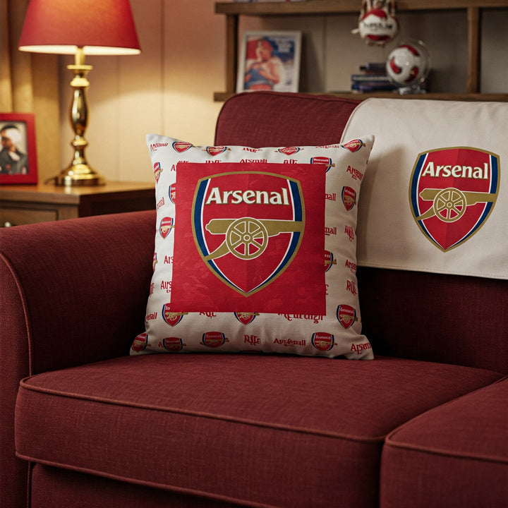 Arsenal FC Cushion Cover: 45x45cm Pure Cotton - Home Decor & Gifts