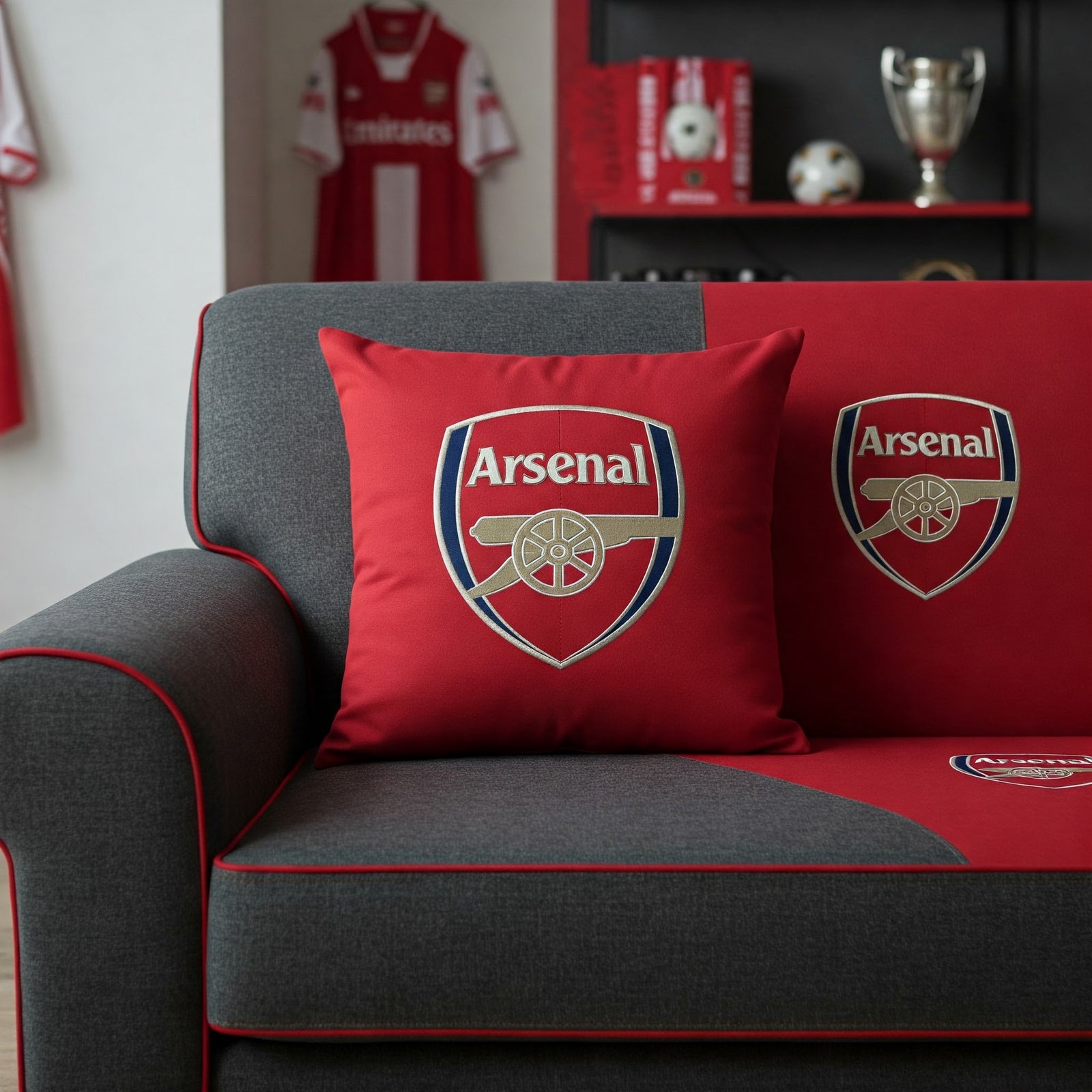 Arsenal FC Cushion Cover: 45x45cm Pure Cotton - Home Decor & Gifts