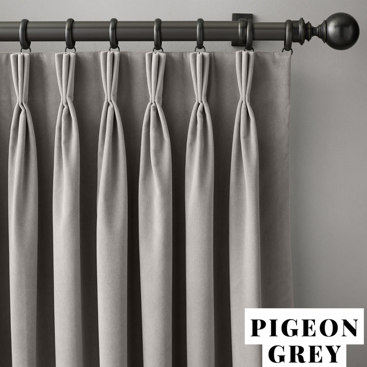 Triple Pinch Pleat Velvet Curtains | 100% Cotton | Blackout Lining Option | Standard & Custom Sizing
