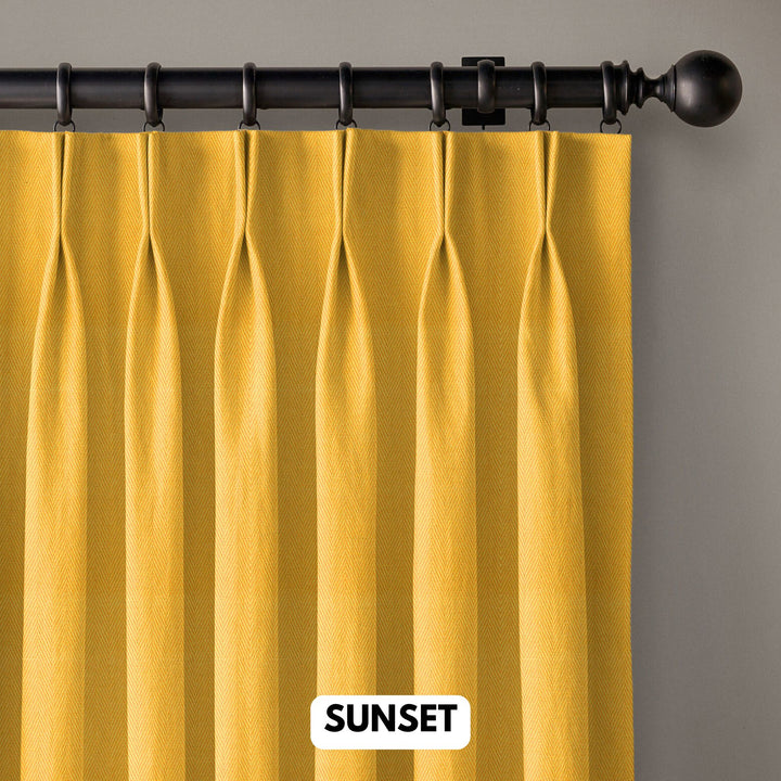 Pinch Pleated Woven Herringbone Linen Curtains UK - Natural Texture | Standard & Made to Measure