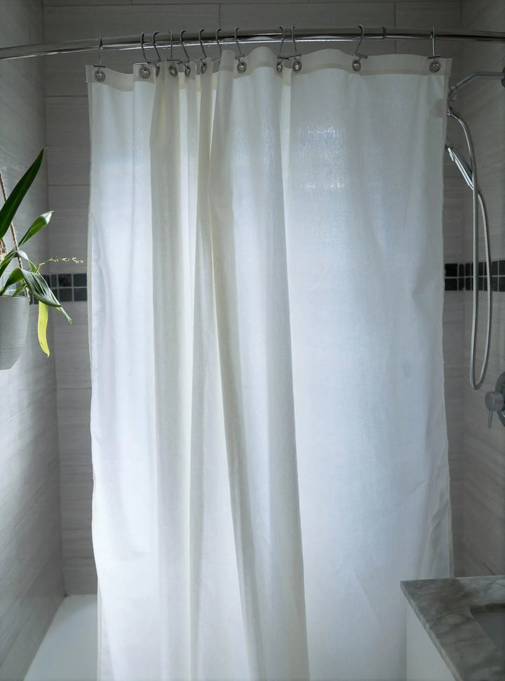 Organic Hemp Shower Curtain | Off White | Rustproof Grommets | The Organic Habitat