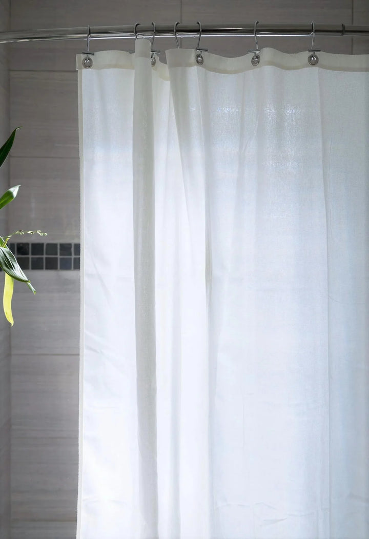 Organic Hemp Shower Curtain | Off White | Rustproof Grommets | The Organic Habitat