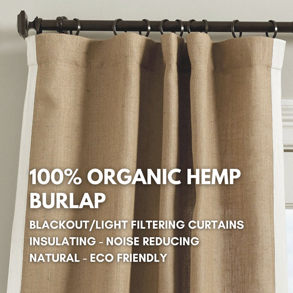 Thick Hemp Burlap Curtains with Blackout/Liner Options | 540gsm GOTS Certified