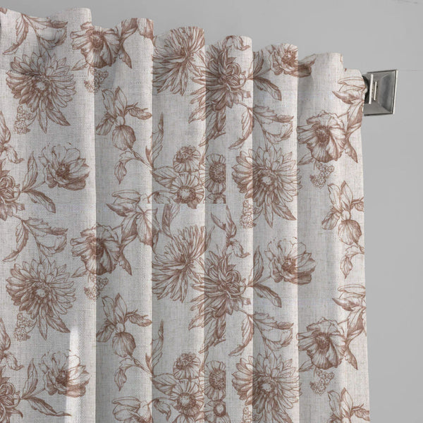 Hand-Painted Floral Linen Curtains | Made to Measure | Blackout & Cotton Lining Options | Single & Pair