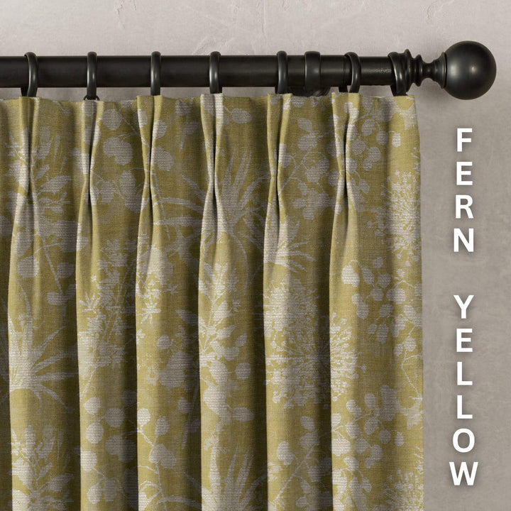 Floral Botanical Print Linen Curtains | 9 Colors | Pinch Pleated | Standard & Made-to-Order Sizes