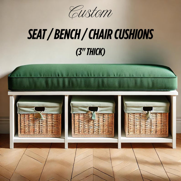 Custom 3 Inch (7.5cm) Rectangular Foam Bench Pad, Seat Pad & Sofa Cushions | Made to Measure in Cotton Velvet, Linen or Organic Cotton for Indoor & Outdoor Furniture