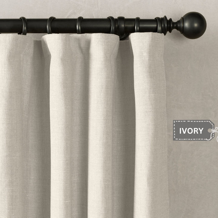 Heavyweight Belgian Linen Curtains - 290gsm Flax Linen - Rod Pocket, Grommet, Tab Top & More - Standard Sizes & Made to Measure in the UK