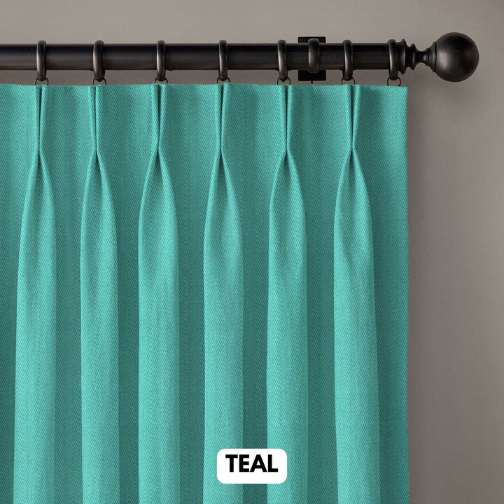 Pinch Pleated Woven Herringbone Linen Curtains UK - Natural Texture | Standard & Made to Measure