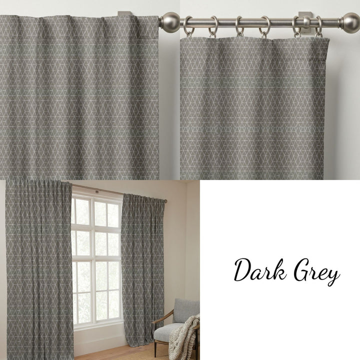 Modern Geometric Triangle Organic Cotton Curtains - Light Filtering & Blackout Options
